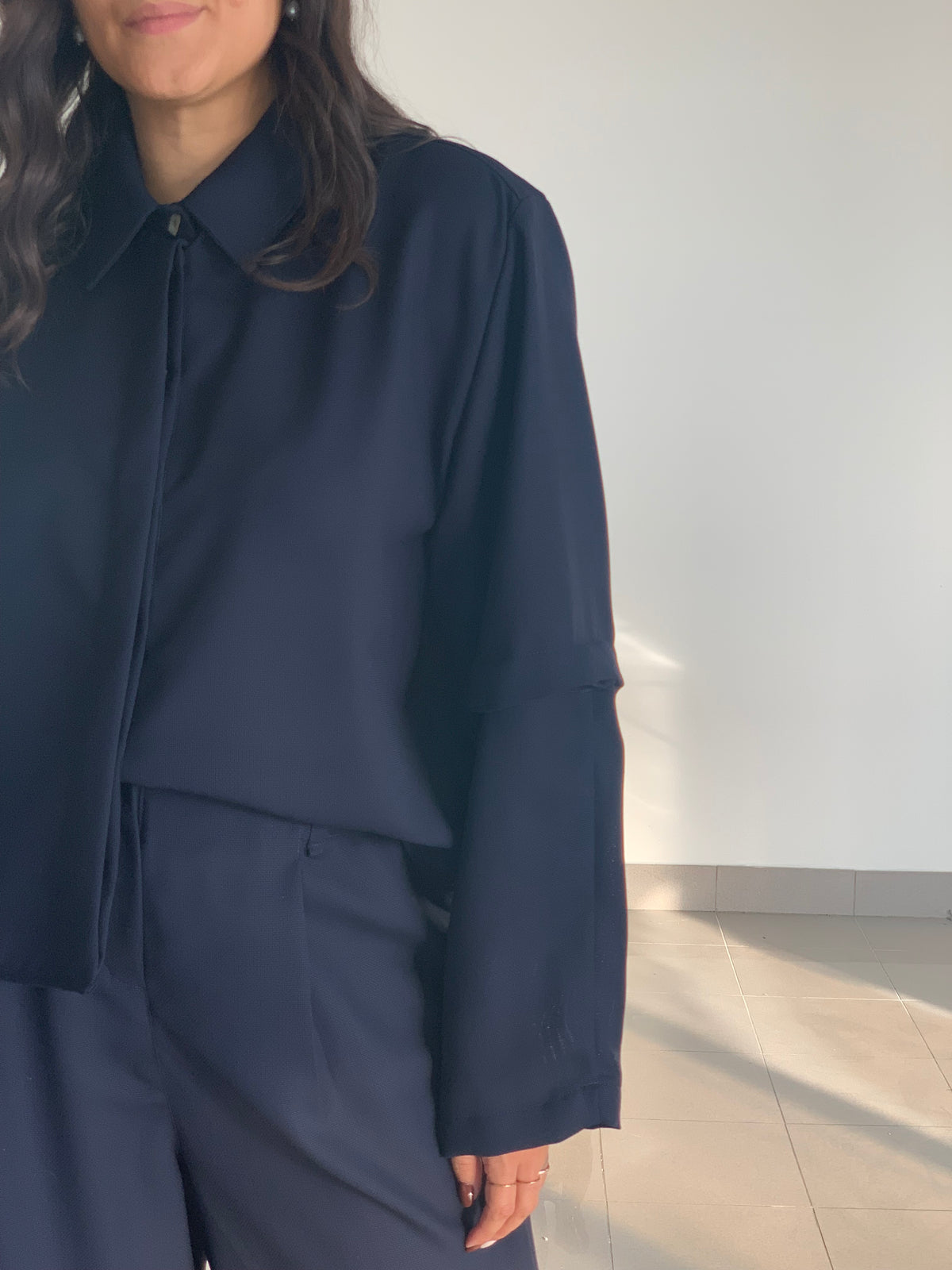 Aurora_ la camicia 3 in 1 in lana blu