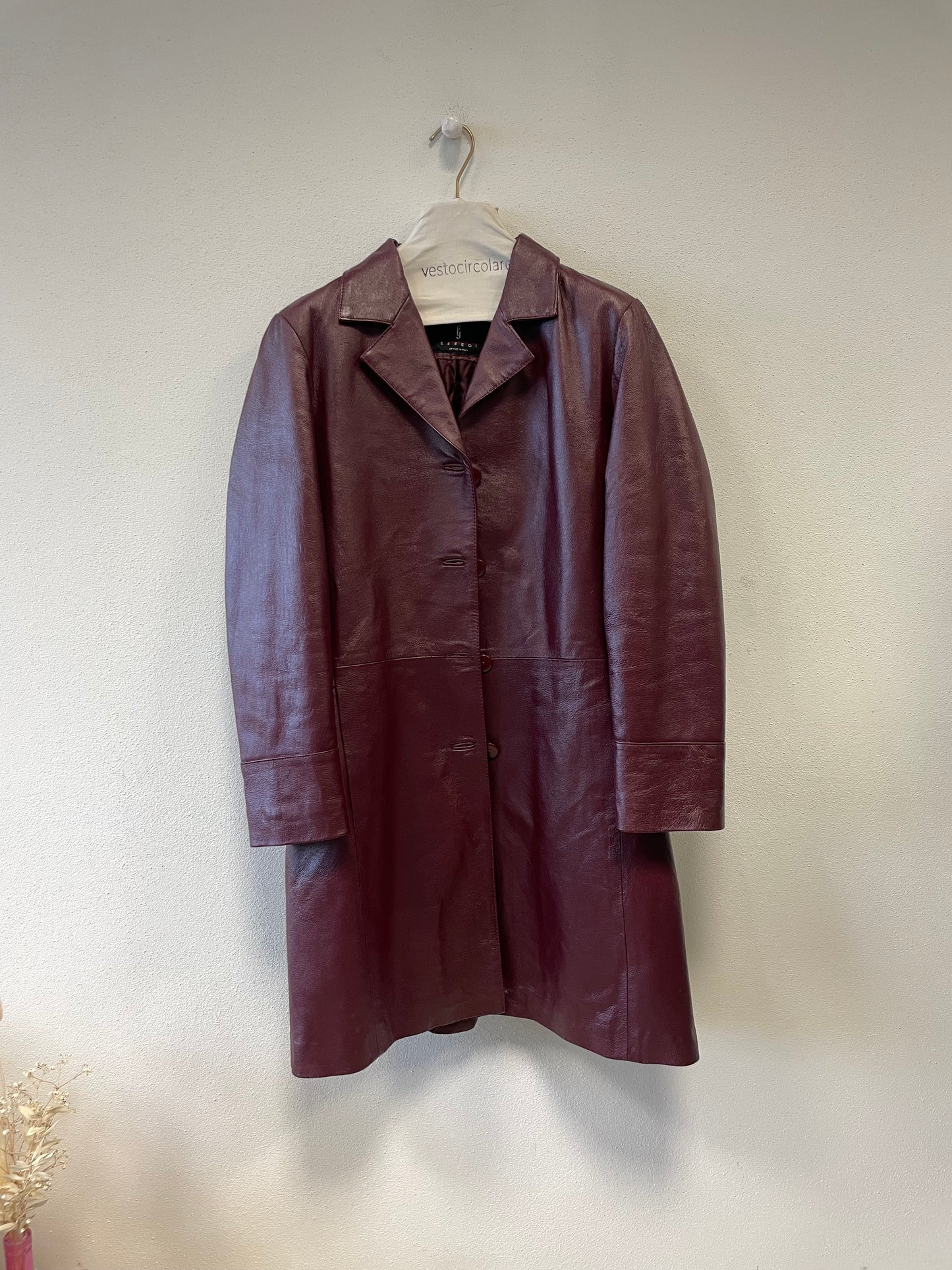 Cappotto in pelle amaranto burgundy