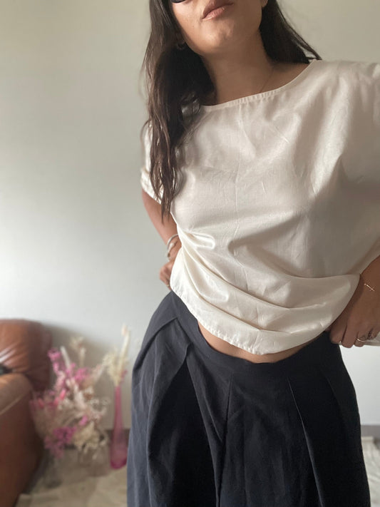 Gonna pantalone Elsa in lino lavagna deadstock con gamba ampia e vestibilità morbida Vestocircolare