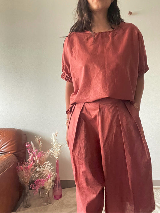 Gonna pantalone Elsa handmade in cotone deadstock con gamba ampia e vestibilità morbida Vestocircolare