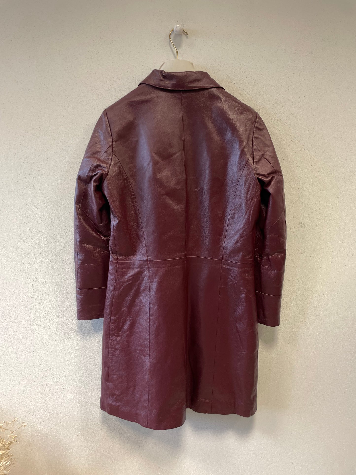 Cappotto in pelle amaranto burgundy