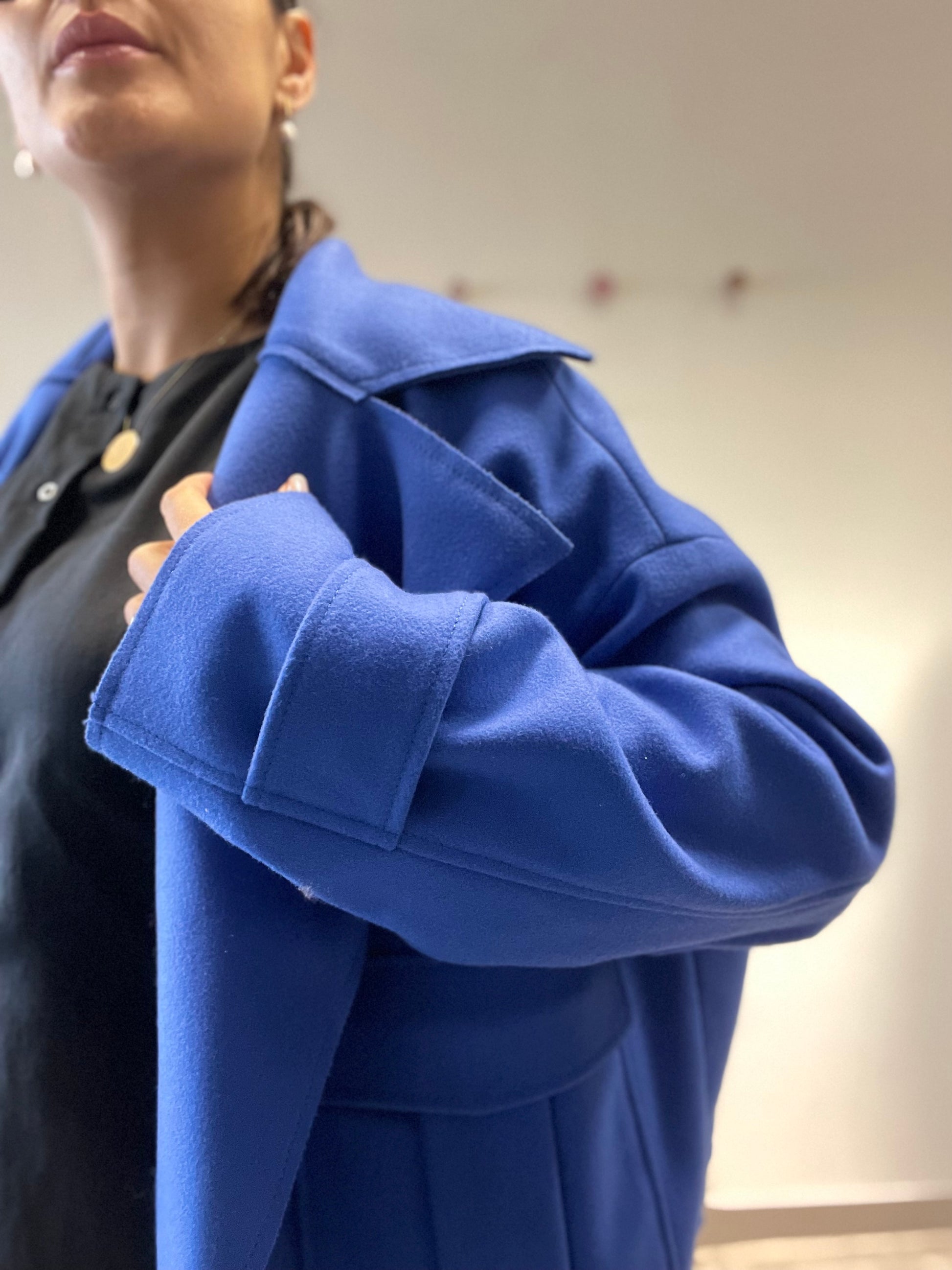 Cappotto bluette cropped Erika Cavallini 