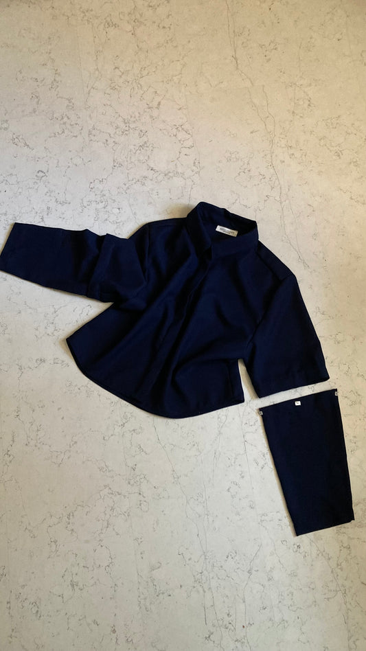 Aurora_ la camicia 3 in 1 in lana blu