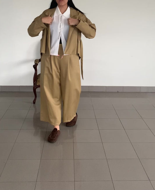 Ambra – pantalone a palazzo sartoriale handmade in cotone deadstock